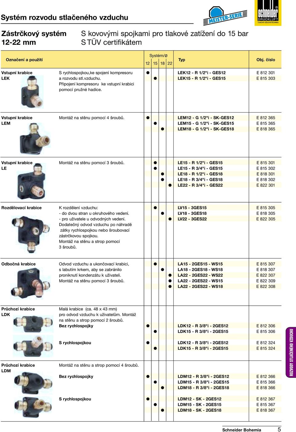 LEM12 - G 1/2"i - SK-GES12 E 812 365 LEM LEM15 - G 1/2"i - SK-GES15 E 815 365 LEM18 - G 1/2"i - SK-GES18 E 818 365 Vstupní krabice Montáž na stěnu pomocí 3 šroubů.