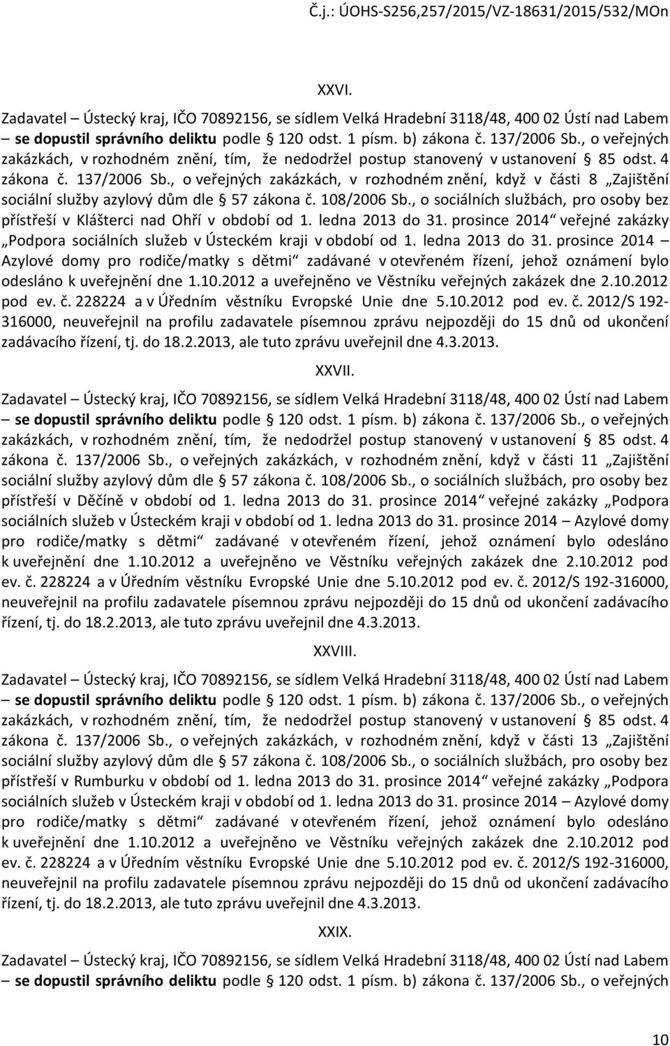 , o sociálních službách, pro osoby bez přístřeší v Klášterci nad Ohří v období od 1. ledna 2013 do 31. prosince 2014 veřejné zakázky Podpora sociálních služeb v Ústeckém kraji v období od 1.