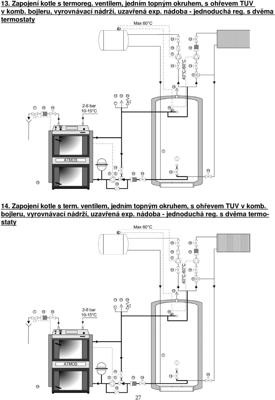 s dvěma termostaty 14. Zapojení kotle s term.