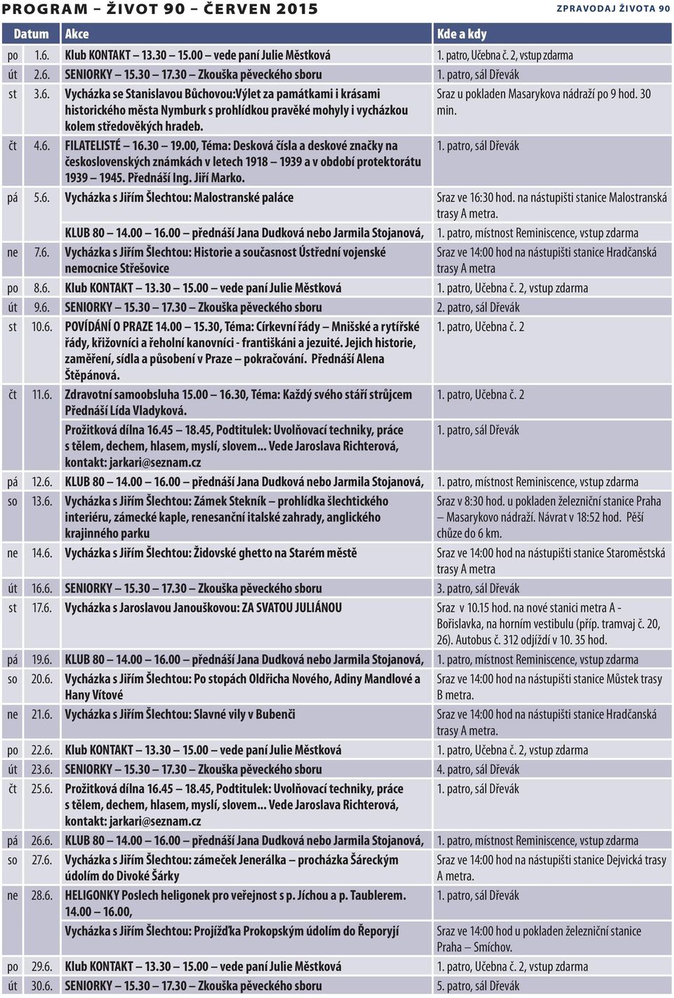 30 min. kolem středověkých hradeb. čt 4.6. FILATELISTÉ 16.30 19.00, Téma: Desková čísla a deskové značky na 1.