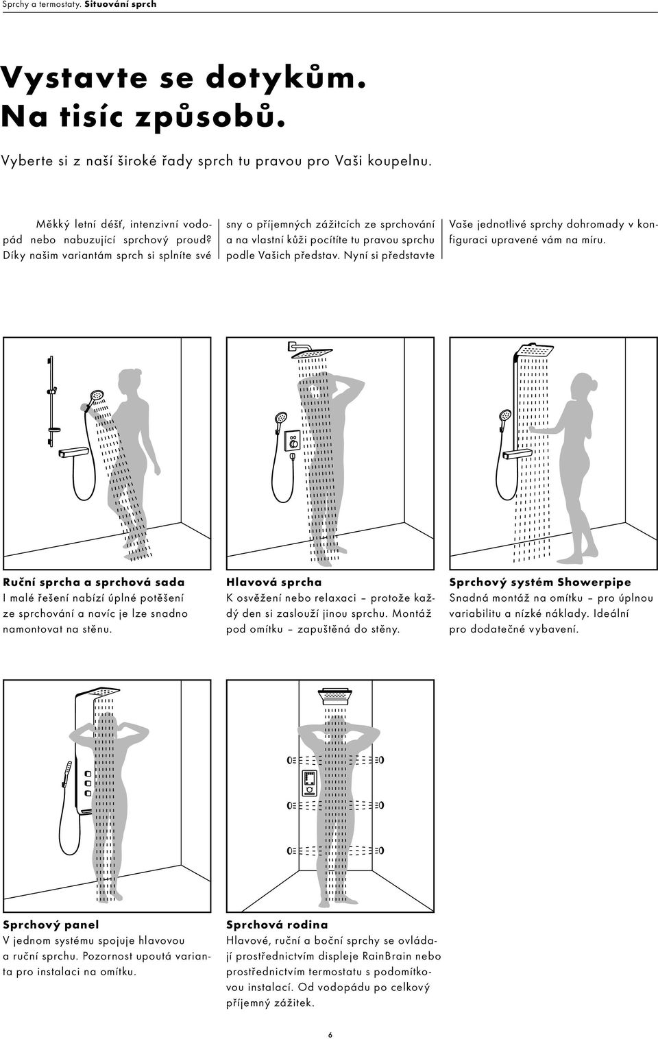 Díky našim variantám sprch si splníte své sny o příjemných zážitcích ze sprchování a na vlastní kůži pocítíte tu pravou sprchu podle Vašich představ.