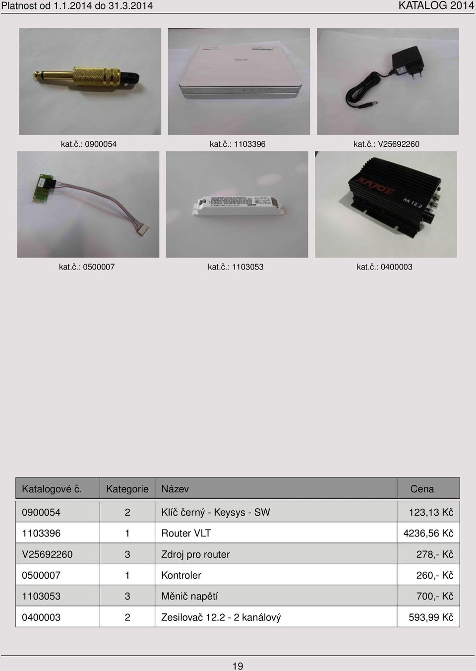 4236,56 Kč V25692260 3 Zdroj pro router 278,- Kč 0500007 1 Kontroler 260,- Kč