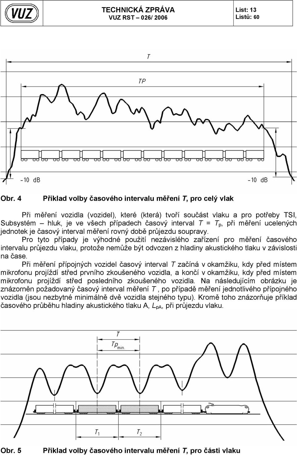 T p, při měření ucelených jednotek je časový interval měření rovný době průjezdu soupravy.