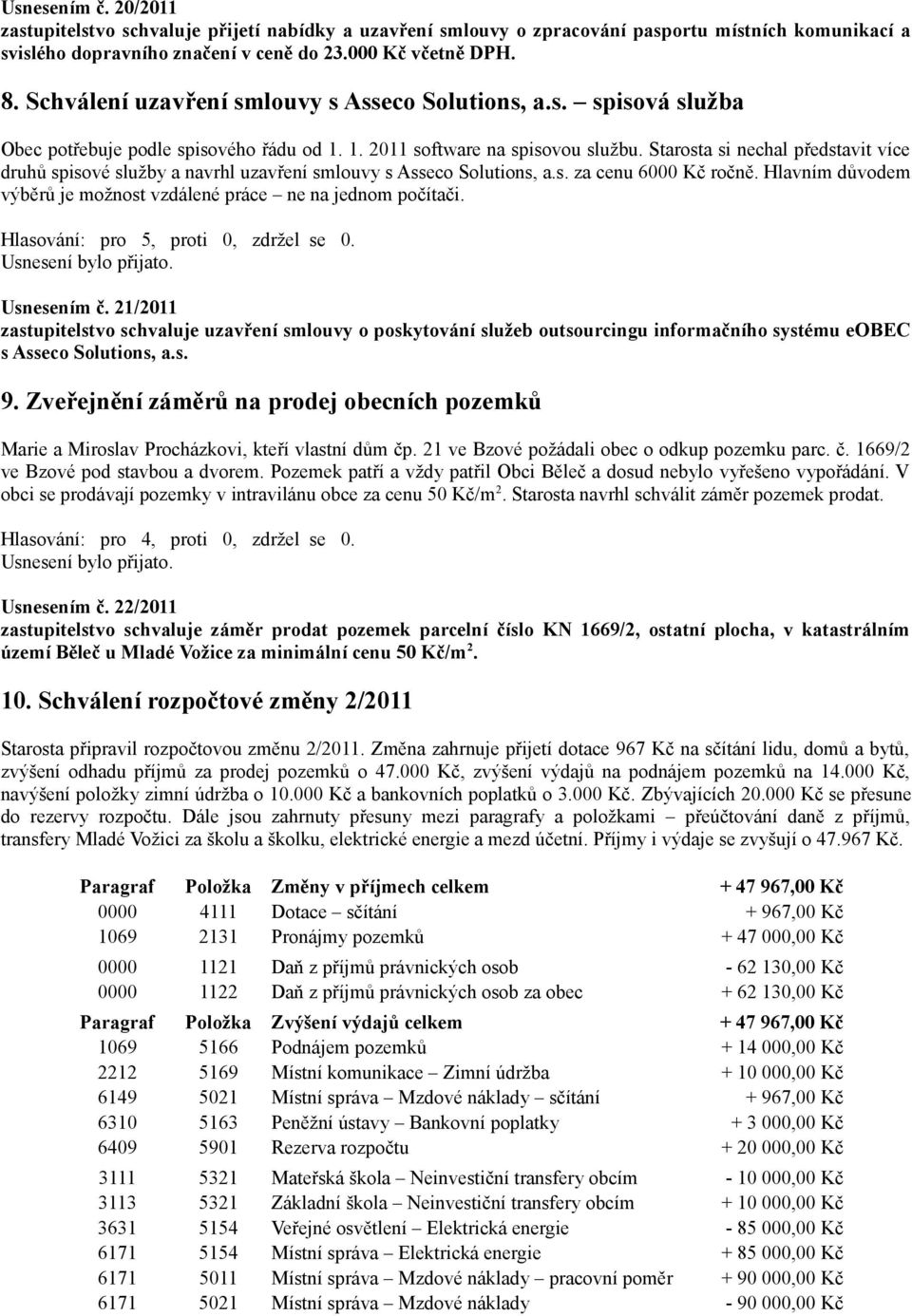 Starosta si nechal představit více druhů spisové služby a navrhl uzavření smlouvy s Asseco Solutions, a.s. za cenu 6000 Kč ročně.