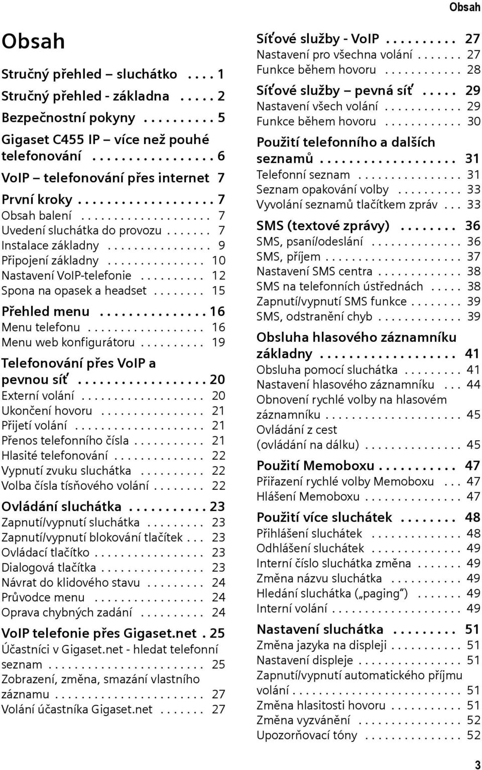 .............. 10 Nastavení VoIP-telefonie.......... 12 Spona na opasek a headset........ 15 Přehled menu............... 16 Menu telefonu.................. 16 Menu web konfigurátoru.