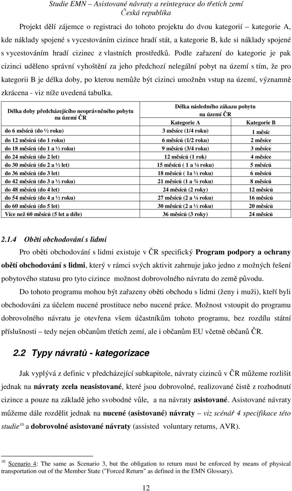 Podle zařazení do kategorie je pak cizinci uděleno správní vyhoštění za jeho předchozí nelegální pobyt na území s tím, že pro kategorii B je délka doby, po kterou nemůže být cizinci umožněn vstup na