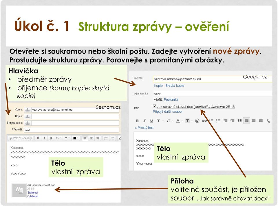 Porovnejte s promítanými obrázky.