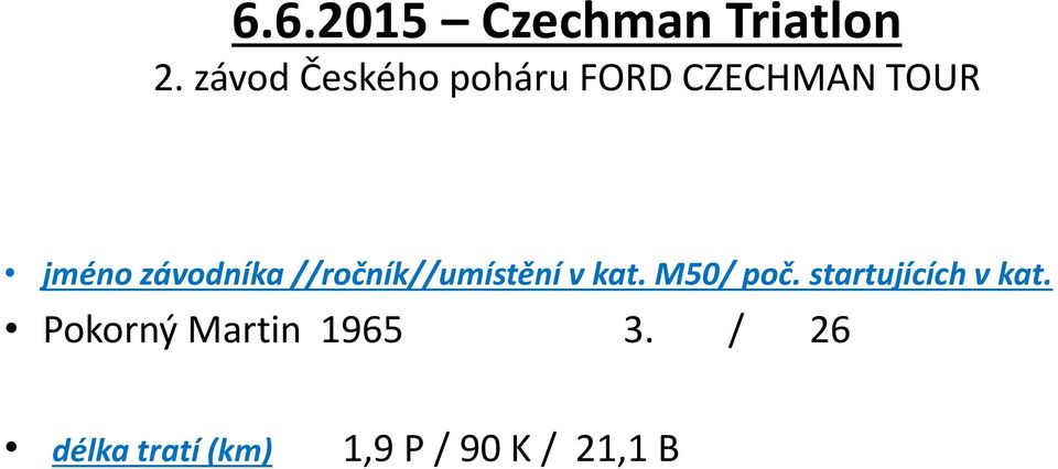 závodníka //ročník//umístění v kat. M50/ poč.