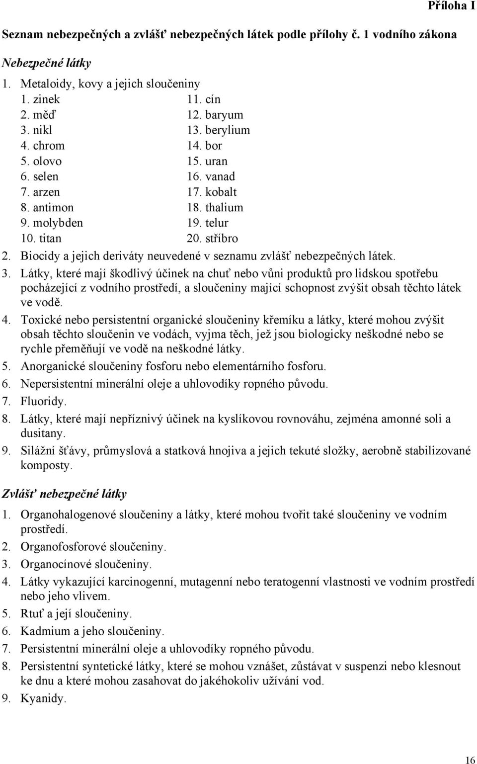 Biocidy a jejich deriváty neuvedené v seznamu zvlášť nebezpečných látek. 3.