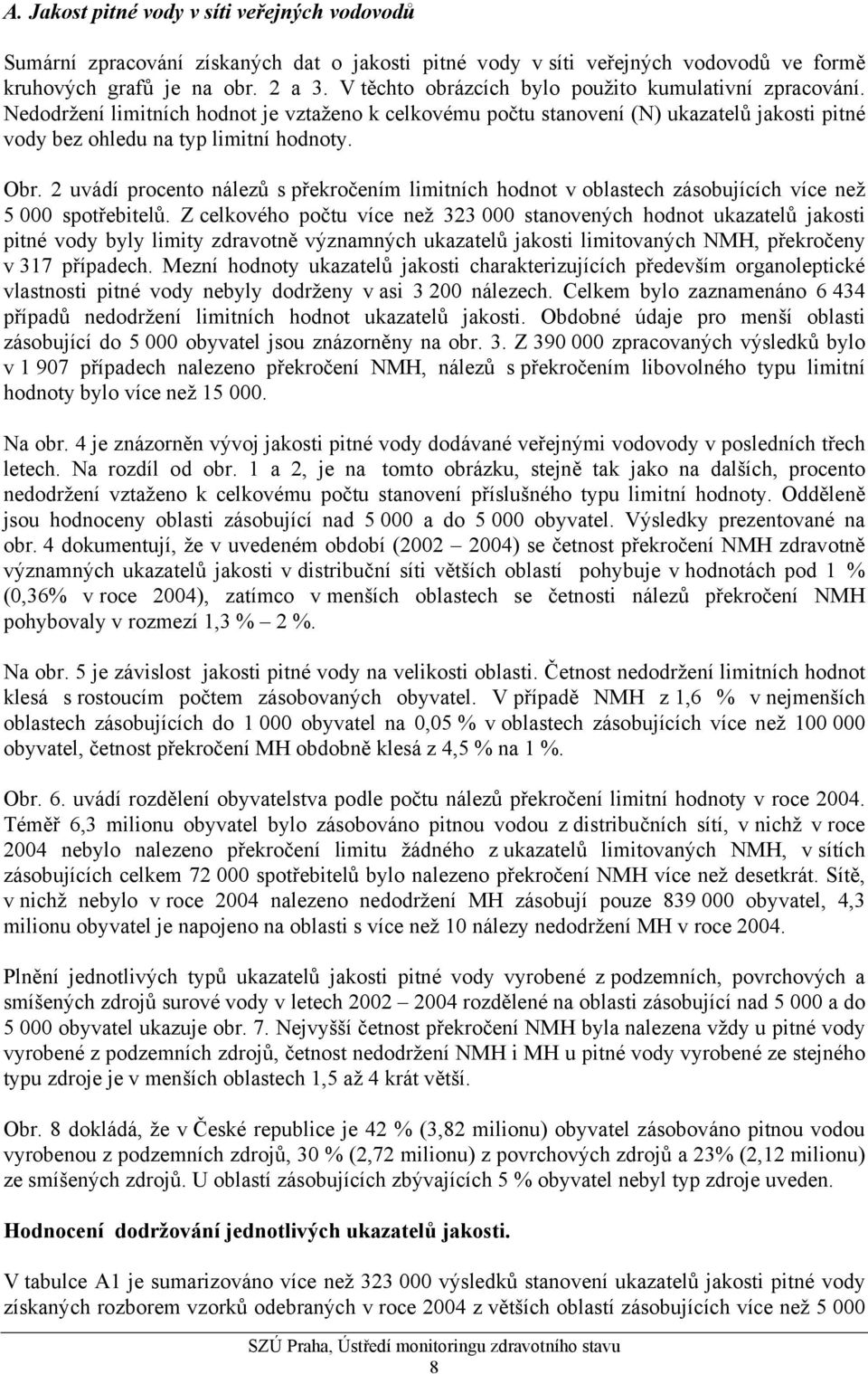 2 uvádí procento nálezů s překročením limitních hodnot v oblastech zásobujících více než 5 000 spotřebitelů.