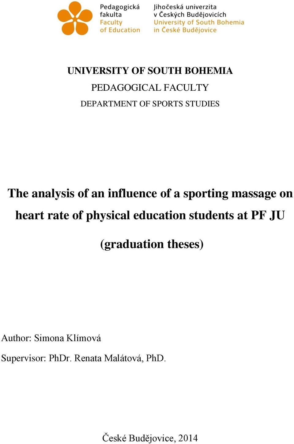 rate of physical education students at PF JU (graduation theses)