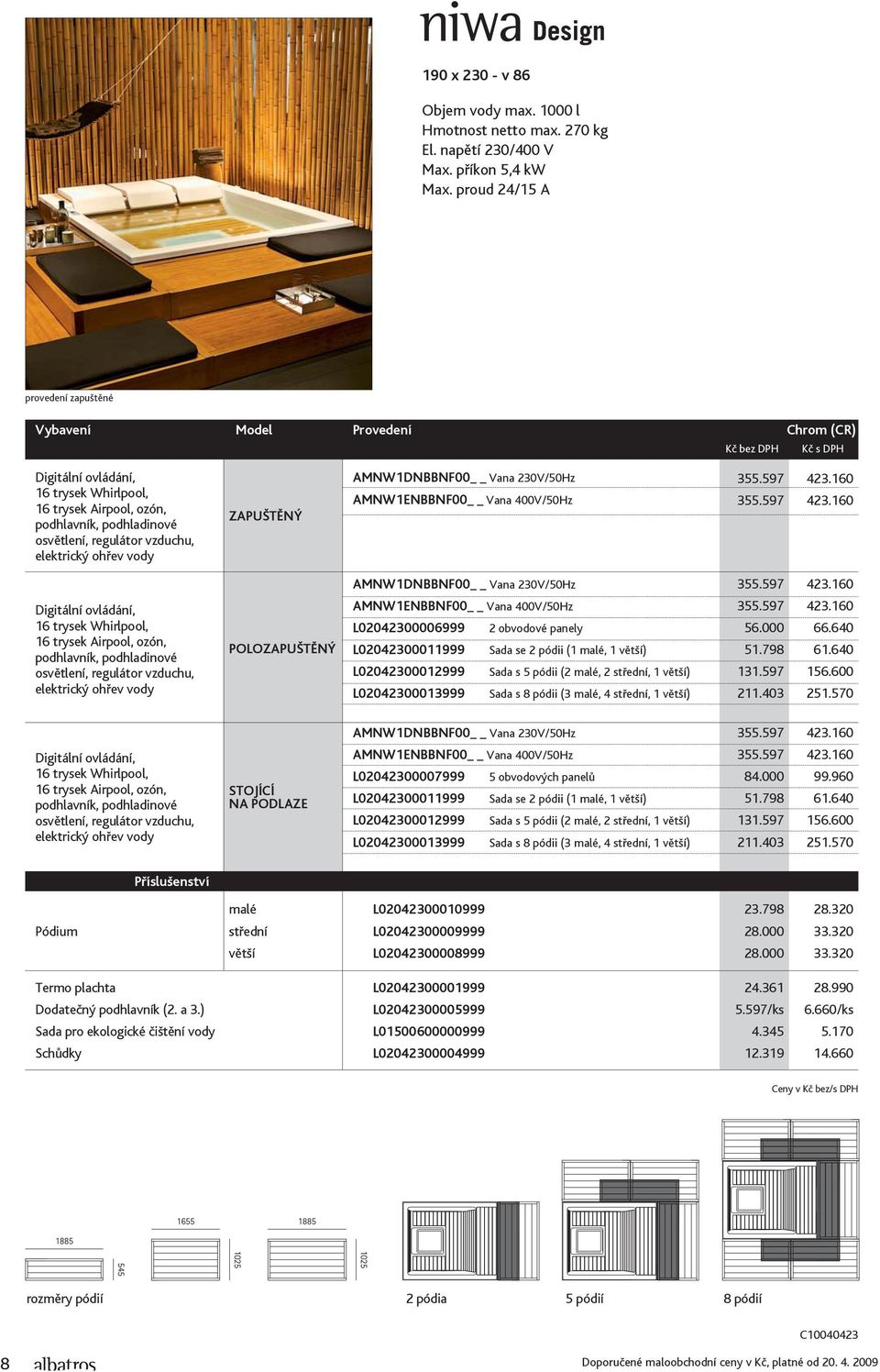 elektrický ohřev vody ZAPUŠTĚNÝ AMNW1DNBBNF00 230V/50Hz AMNW1ENBBNF00 400V/50Hz 355.597 355.597 423.