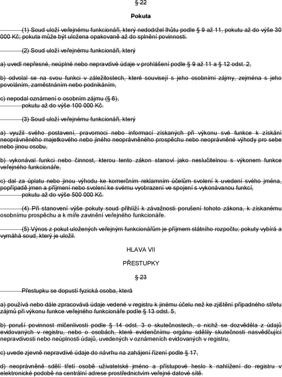 2, b) odvolal se na svou funkci v záležitostech, které souvisejí s jeho osobními zájmy, zejména s jeho povoláním, zaměstnáním nebo podnikáním, c) nepodal oznámení o osobním zájmu ( 6), pokutu až do