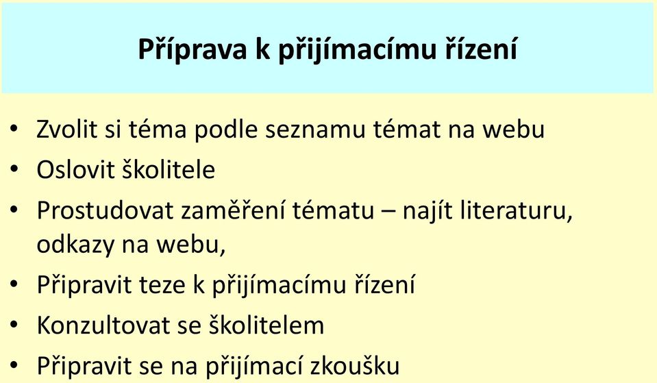 najít literaturu, odkazy na webu, Připravit teze k