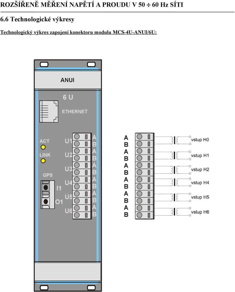 zapojení konektoru modulu MCS-4U-NUI/6U: NUI 6