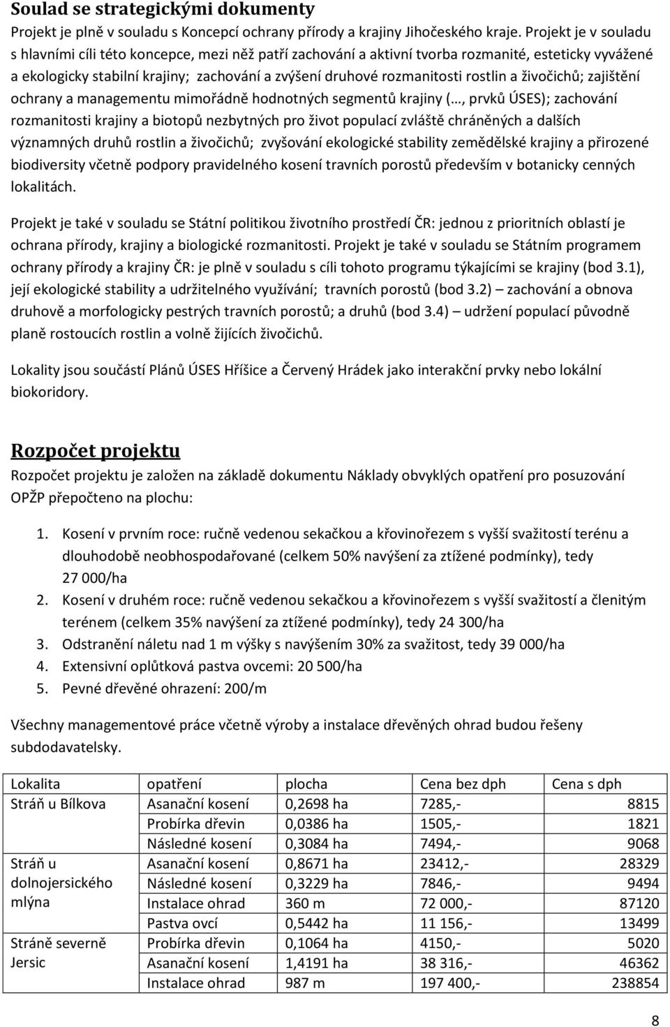 rostlin a živočichů; zajištění ochrany a managementu mimořádně hodnotných segmentů krajiny (, prvků ÚSES); zachování rozmanitosti krajiny a biotopů nezbytných pro život populací zvláště chráněných a