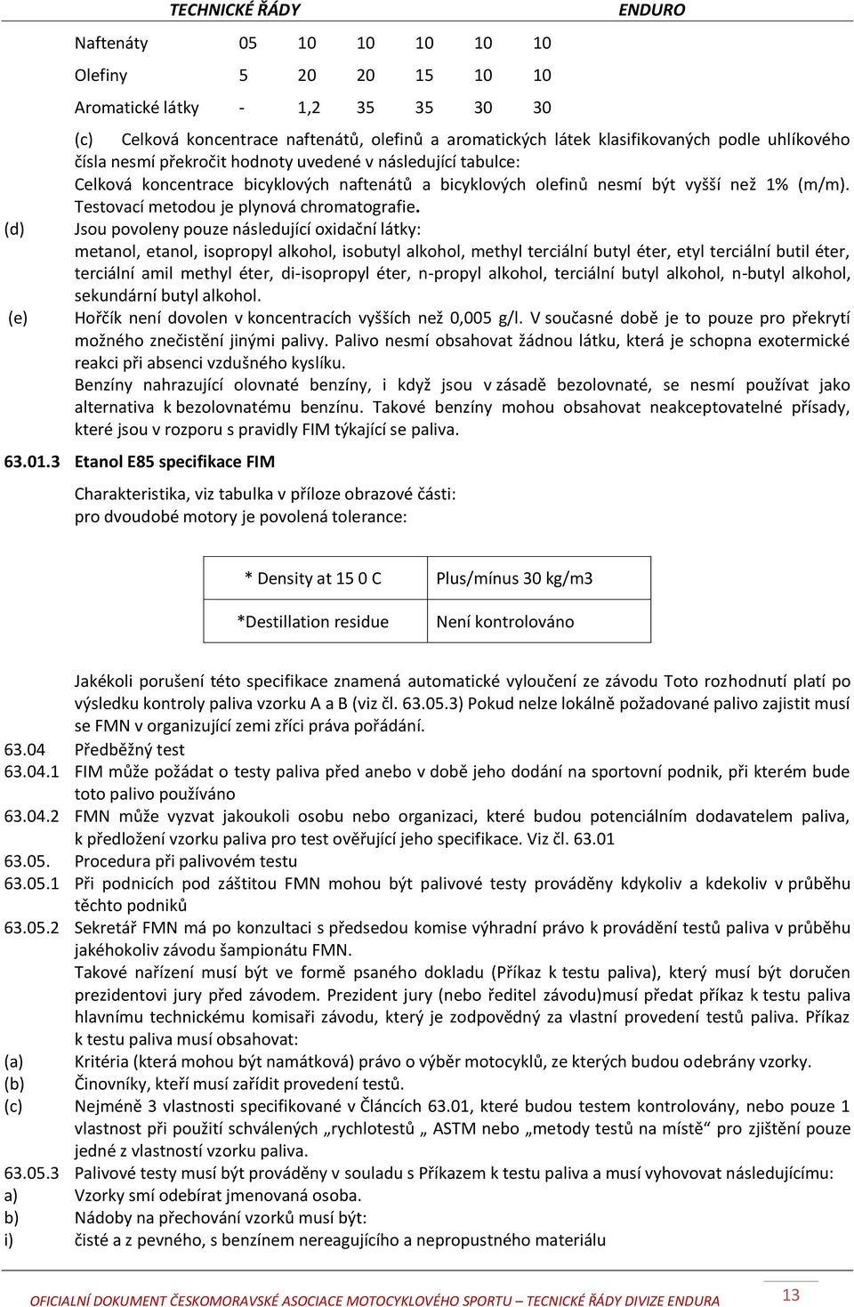 Testovací metodou je plynová chromatografie.