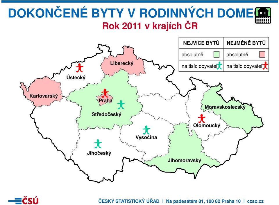 BYTŮ absolutně na tisíc obyvatel Ústecký Karlovarský