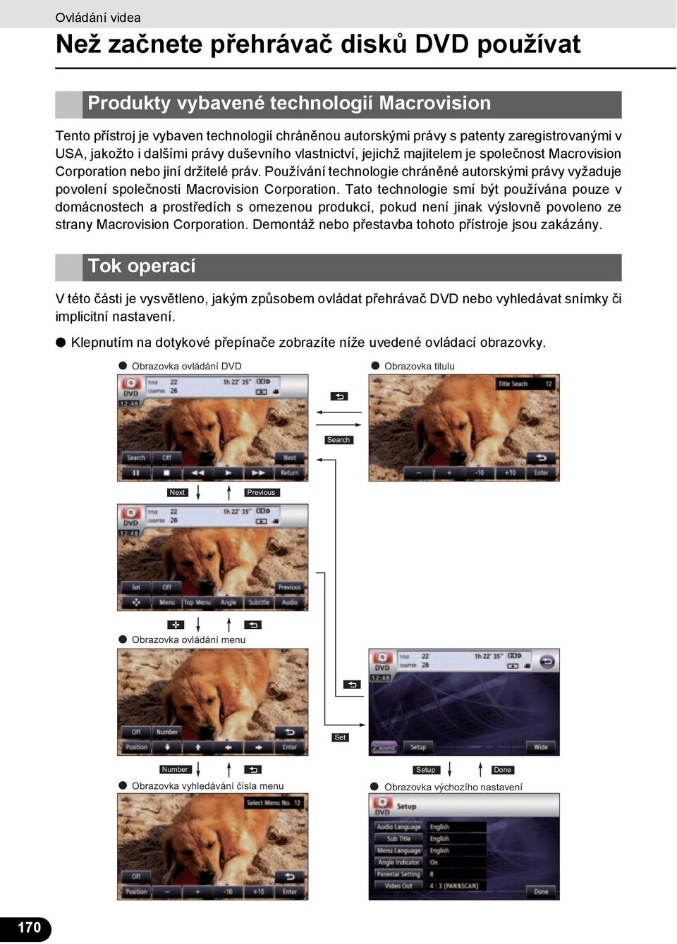 Používání technologie chráněné autorskými právy vyžaduje povolení společnosti Macrovision Corporation.