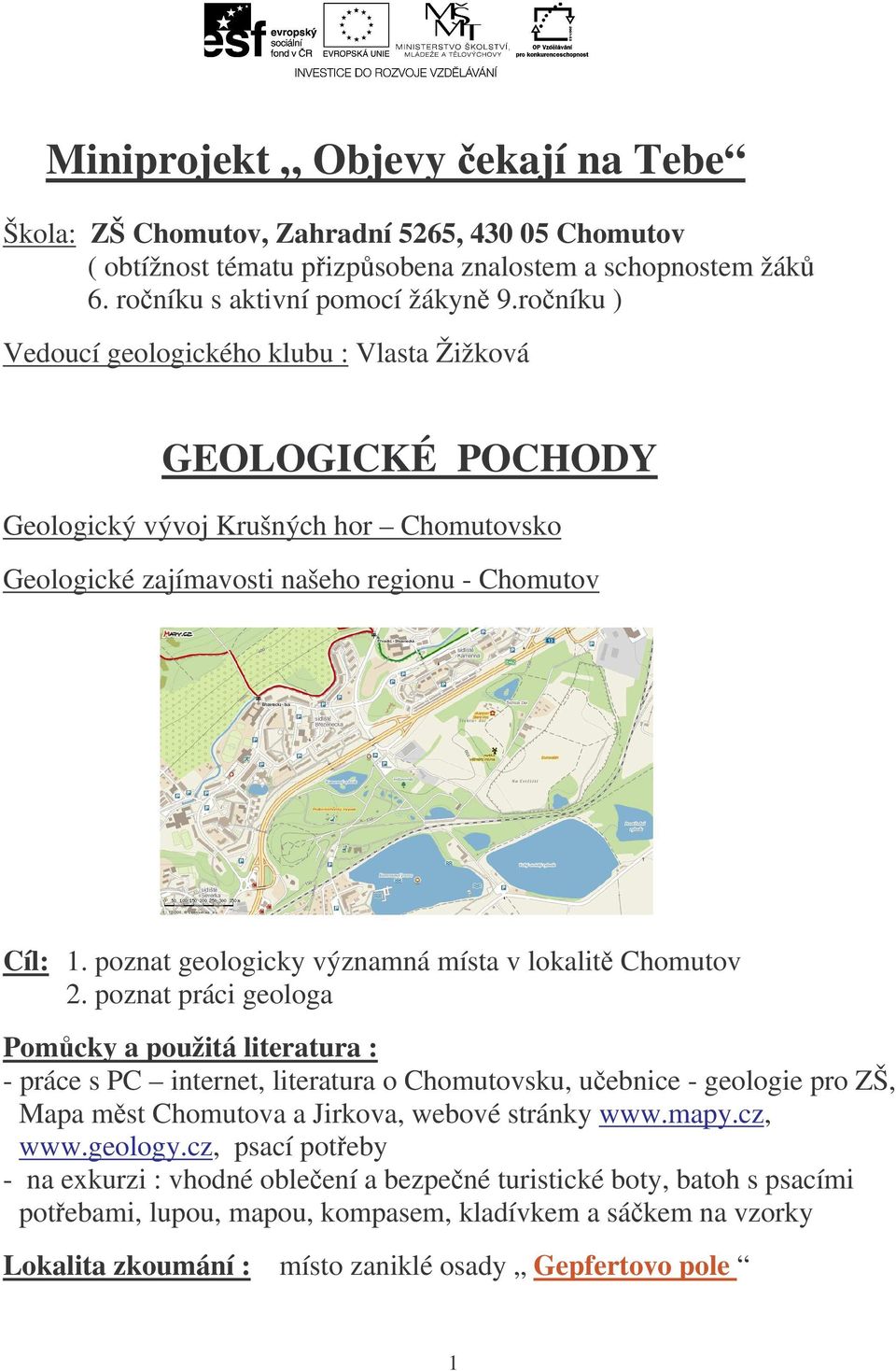 poznat geologicky významná místa v lokalit Chomutov 2.