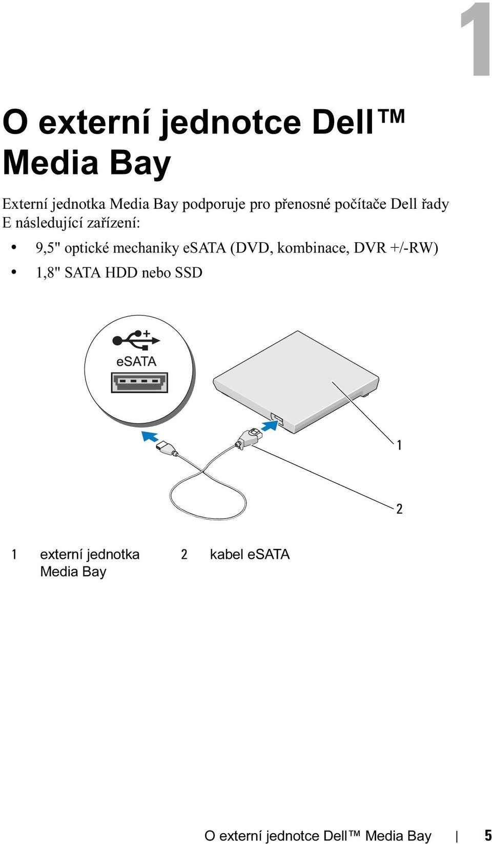 mechaniky esata (DVD, kombinace, DVR +/-RW) 1,8" SATA HDD nebo SSD 1 2 1