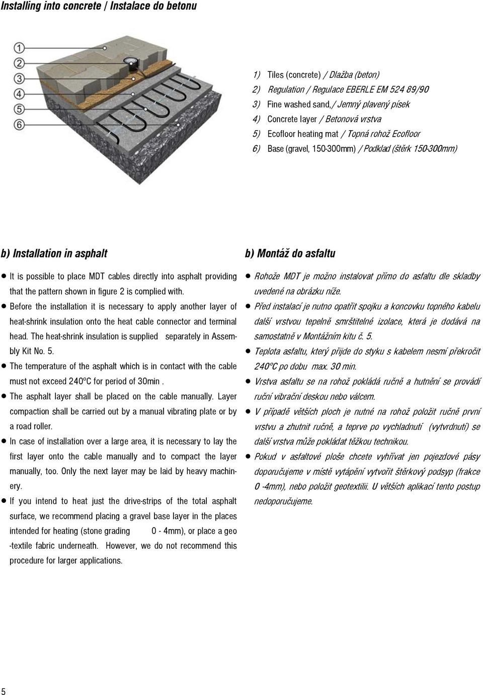 directly into asphalt providing that the pattern shown in figure 2 is complied with.