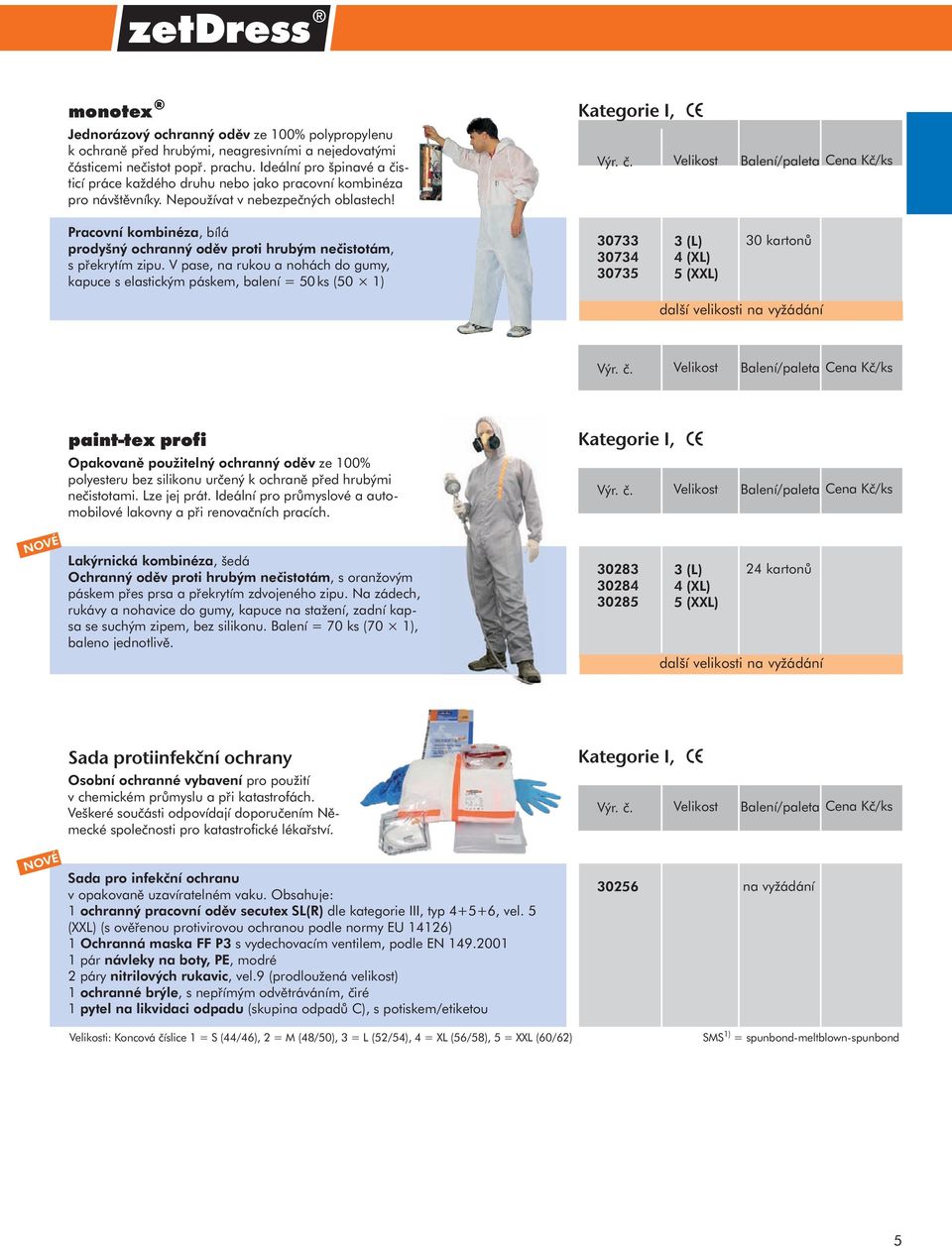 Kategorie I, Velikost Pracovní kombinéza, bílá prodyšný ochranný oděv proti hrubým nečistotám, s překrytím zipu.