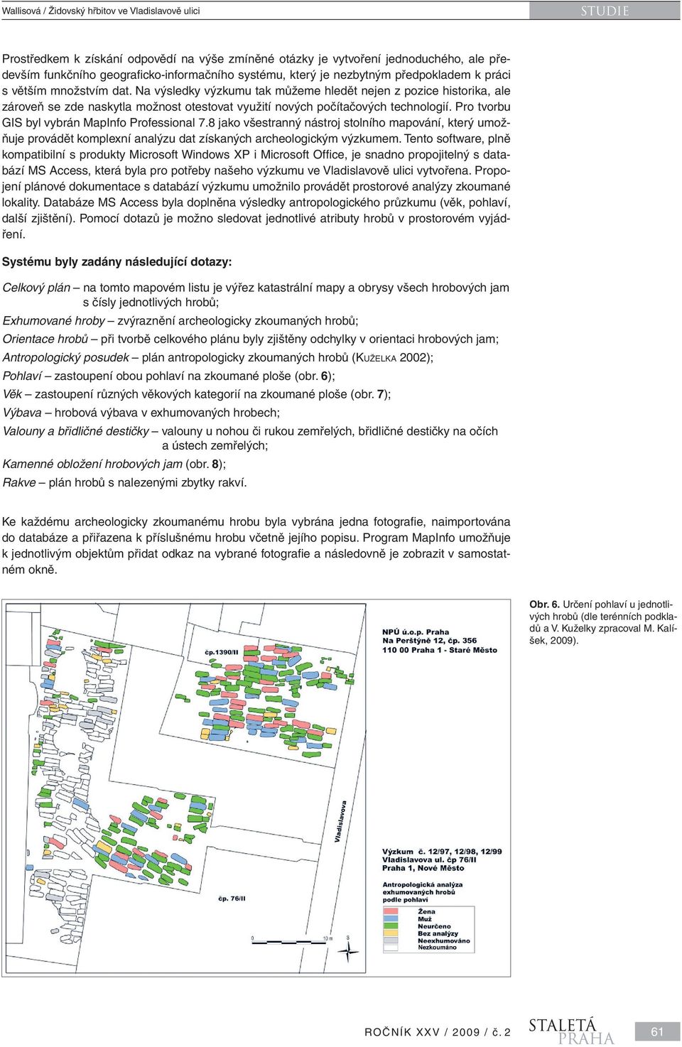 Pro tvorbu GIS byl vybrán MapInfo Professional 7.8 jako všestranný nástroj stolního mapování, který umožňuje provádět komplexní analýzu dat získaných archeologickým výzkumem.