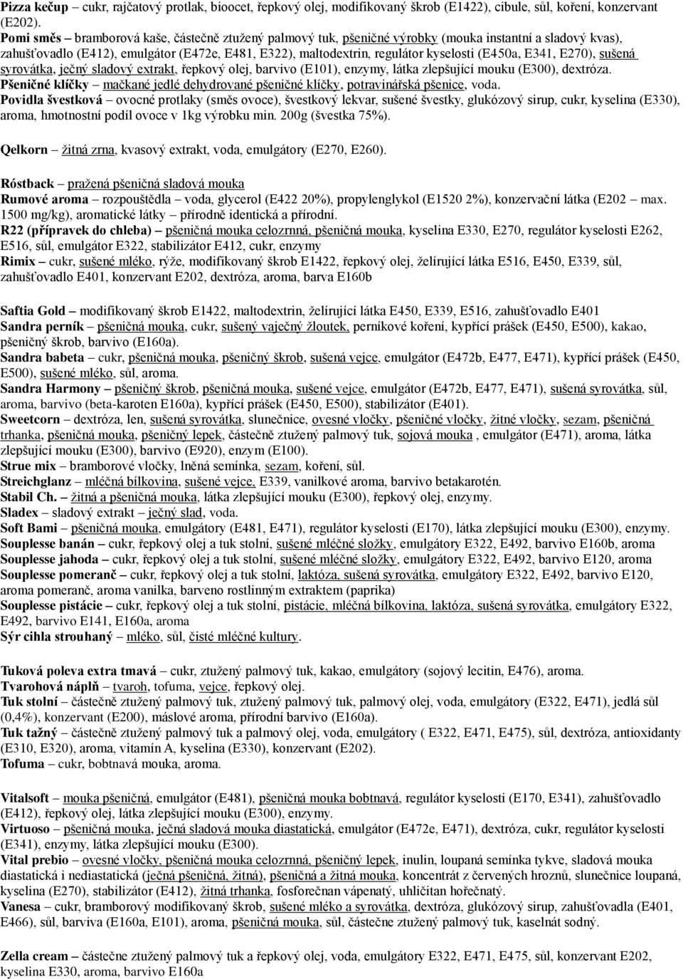 E270), sušená syrovátka, ječný sladový extrakt, řepkový olej, barvivo (E101), enzymy, látka zlepšující mouku (E300), dextróza. Pšeničné klíčky mačkané jedlé dehydrované klíčky, potravinářská pšenice,.