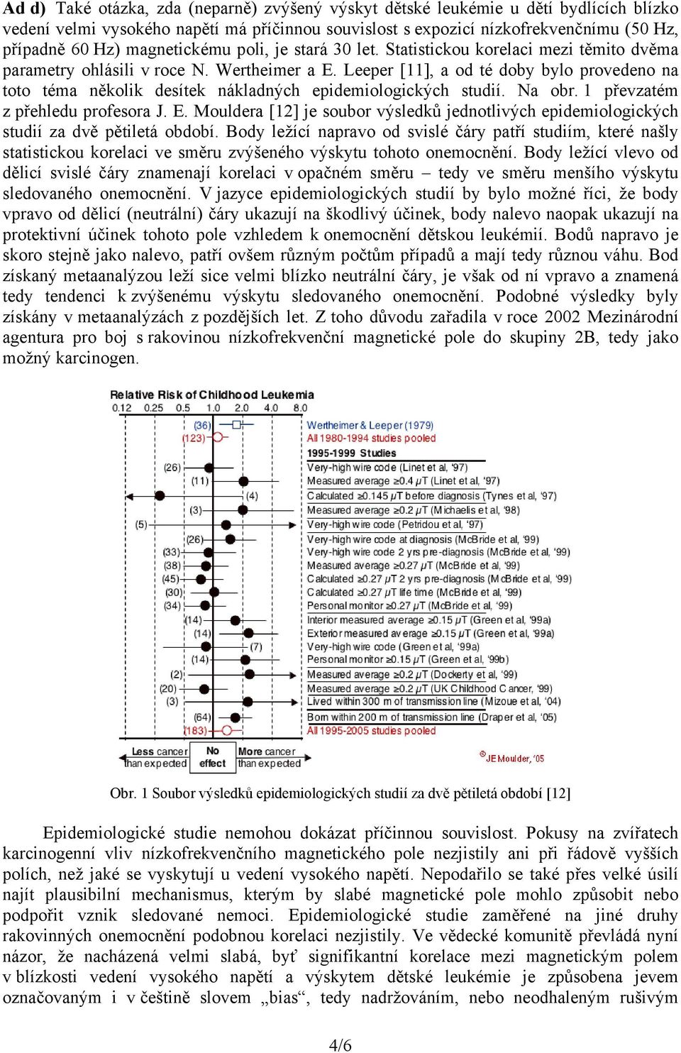 Leeper [11], a od té doby bylo provedeno na toto téma několik desítek nákladných epidemiologických studií. Na obr. 1 převzatém z přehledu profesora J. E.