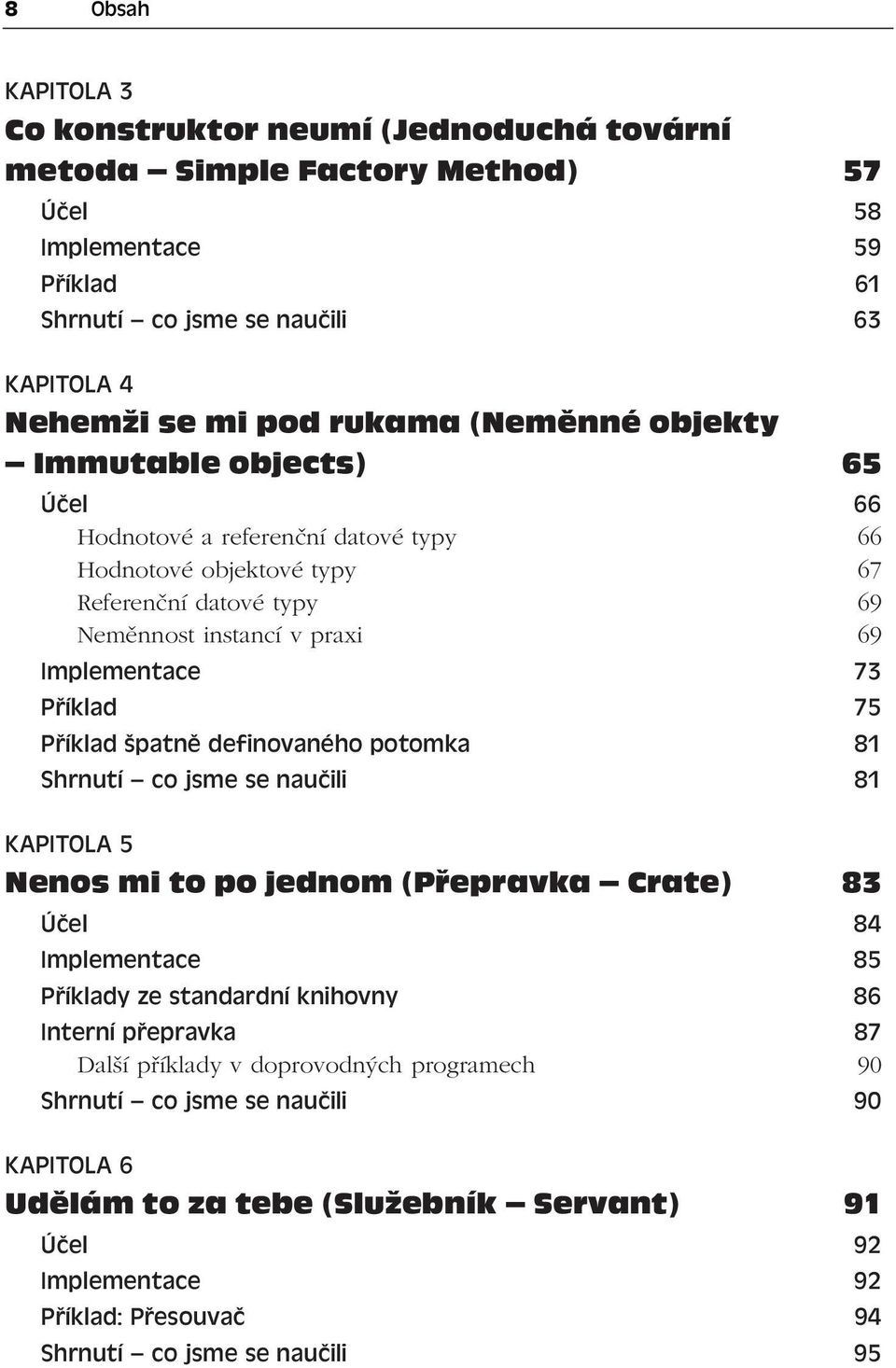 Příklad špatně definovaného potomka 81 Shrnutí co jsme se naučili 81 KAPITOLA 5 Nenos mi to po jednom (Přepravka Crate) 83 Účel 84 Implementace 85 Příklady ze standardní knihovny 86 Interní