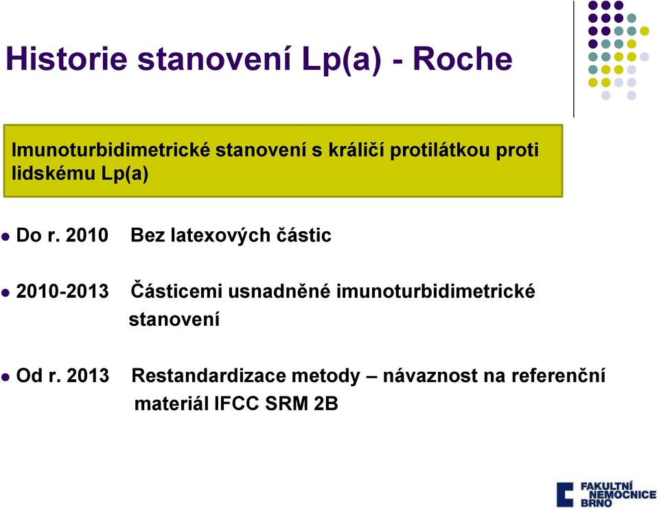 2010 Bez latexových částic 2010-2013 Částicemi usnadněné