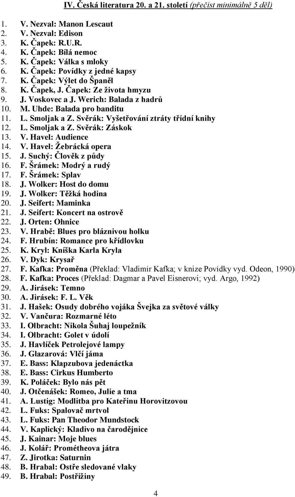 Svěrák: Vyšetřování ztráty třídní knihy 12. L. Smoljak a Z. Svěrák: Záskok 13. V. Havel: Audience 14. V. Havel: Žebrácká opera 15. J. Suchý: Člověk z půdy 16. F. Šrámek: Modrý a rudý 17. F. Šrámek: Splav 18.