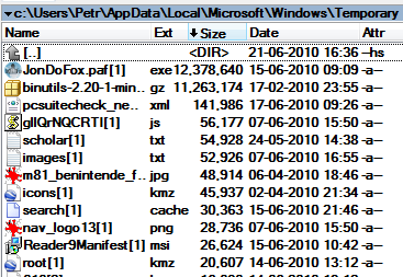 Obsah cache prohlížeče uživatelský_profil\local Settings\Temporary Internet soubory