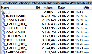 Soukromé brouzdání Mozilla Firefox 1. Historie navštívených stránek 2. Obsah cache prohlížeče uživatelský_profil\local Settings\Application data\mozilla\firefox\profiles\jmeno_profilu.