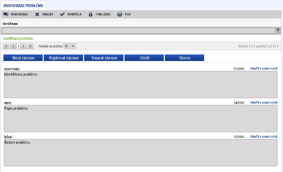 Postup při vyplňování ZoR/IoP/ZoU v ISKP 8) Záložka Identifikace