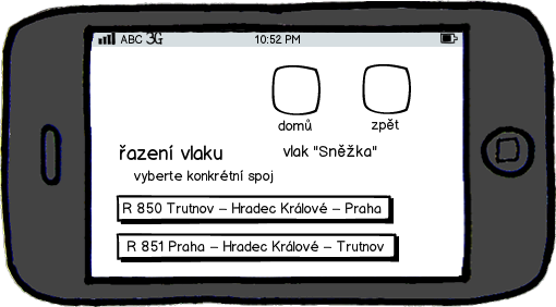 Obr. 2 - zadání čísla vlaku Pokud uživatel zadá jméno vlaku je přesměrován na aktivitu s výběrem konkrétního vlaku.