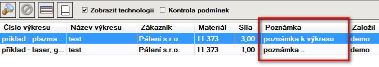 Verze 4.0.4 Hledání výkresu dle poznámky Položka Poznámka byla přidána mezi vyhledávací podmínky, tak aby bylo možno vyhledat skupinu výkresů se stejnou poznámkou.