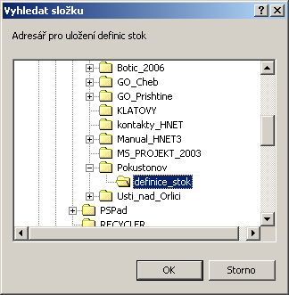 2.9.3.4. Uložení definice stoky Funkce ukládá definici všech nadefinovaných stok ve formátu (*.lpf) - viz Obr. 12. Stoky musí být nadefinované (viz kap. 2.9.3.2 Definice stoky).