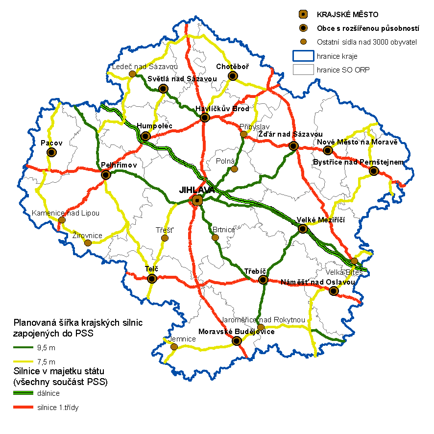 25 II 409 Žirovnice Kamenice nad Lipou - Černovice 26 II 351 Polná - Přibyslav 27 III 3853 Strážek Horní Rožinka 28 II 350 Přibyslav směr Modlíkov 29 III 3507 Modlíkov Slavětín Obrázek 18: Páteřní