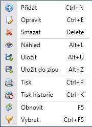 Opravit funkcí Opravit opravíte vybraný záznam. Smazat funkce Smazat slouží ke smazání vybraného záznamu. Náhled tato funkce zobrazí vybranou přílohu ve formátu doc.