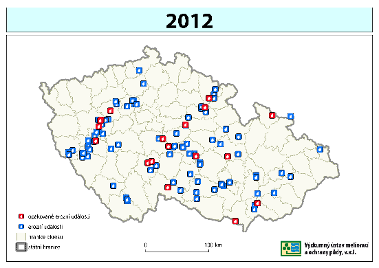 Geodatabáze plná záznamů k srpnu 2016 bylo v databázi Monitoringu eroze evidováno 720 událostí z