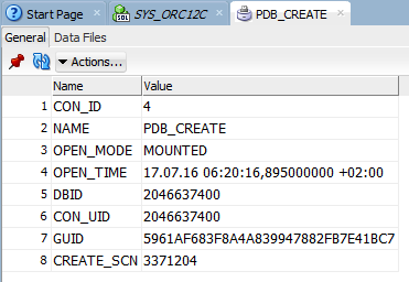 Obrázek 16: Ukázka vytvoření nové PDB pomocí nástroje SQL Developer 2.3.1.1 Změna stavu databáze Stav databáze je velmi důležitým faktorem například při klonování databáze.