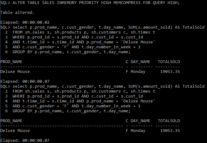 Obrázek 38: Zpracování SQL dotazu pomocí komponenty IMCS Nyní bude odeslán stejný SQL dotaz, ale tentokrát se o jeho vykonání bude starat komponenta IMCS. Jak je vidět na obrázku č.