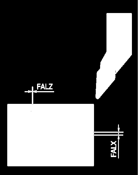FALZ - přídavek na dokončení v ose Z FALX přídavek na dokončení v ose X FAL přídavek na dokončení v obou osách ve stejné velikosti Velikost přídavku pro hlazení pokud chceme rozdílnou zadáme