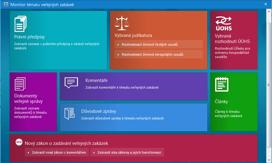 Zpřístupňuje také dokumenty veřejné správy ve formě přehledných seznamů s možností otevírat jednotlivé dokumenty.