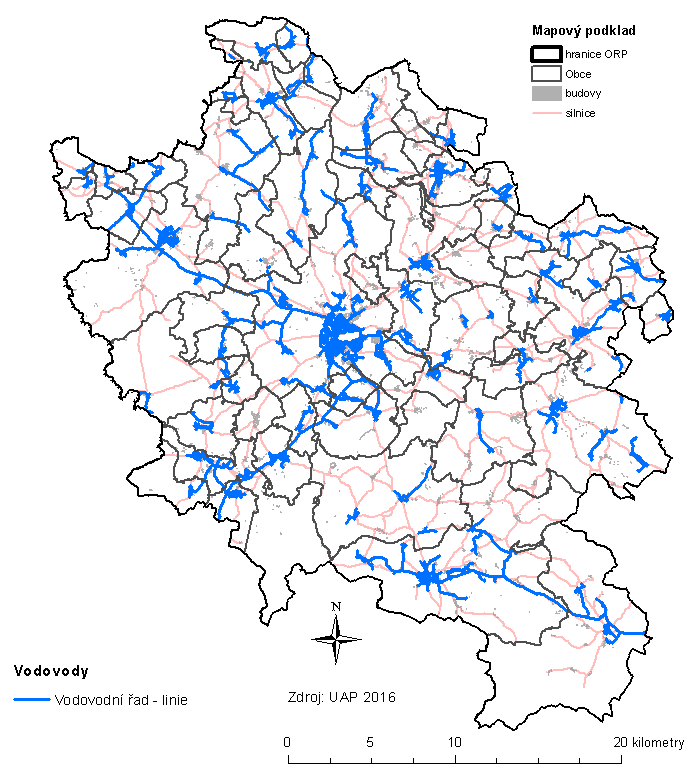 V období přívalových srážek dochází na mnoha místech k zaplavení studen. Celková délka vodovodní sítě v SO ORP Jindřichův Hradec činí 543,1 km.