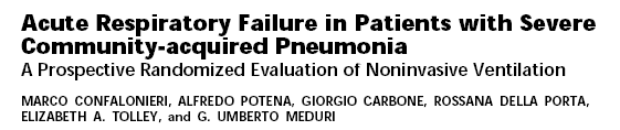 AJRCCM 1999; 160:1585 RCT NPPV standard Rx p Need for intubation (%) 21 53 0,03 ICU stay (days) 1,8 + 0,7 6 + 1.