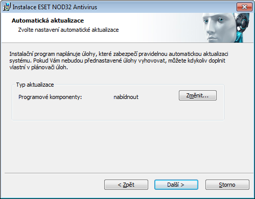 Následujícím krokem instalace je nastavení automatické aktualizace programových