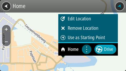 2. Vyberte položku Moje miesta. Zobrazí sa zoznam vašich miest. 3. Vyberte miesto, kam sa chcete nechať navádzať, napr. Domov. Vami vybraté miesto sa zobrazí na mape s kontextovou ponukou. 4.